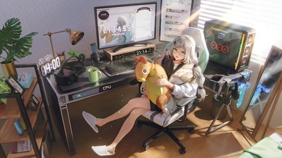 4K电脑房间女孩