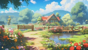 护眼房屋花草树木