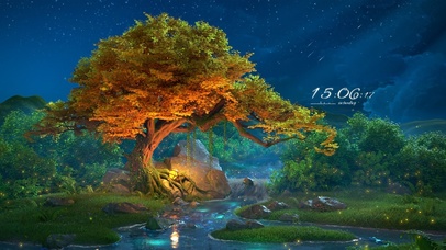 治愈唯美河边树下