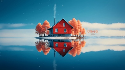 4K唯美简约雪中小屋