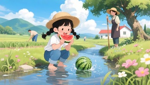 夏日溪流女孩