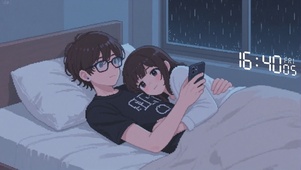 像素风情侣居家壁纸
