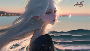 霞光海岸少女