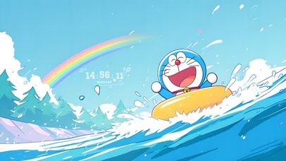 夏日泳池机器猫