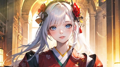 长发飞扬的汉服美女