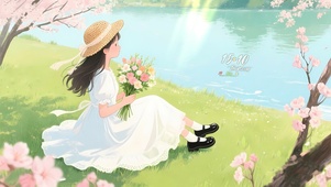 清新治愈白裙女孩