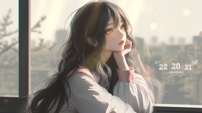 窗边发呆的少女