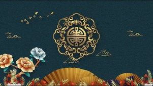 中式国潮金色花纹