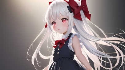 可爱红色蝴蝶结少女