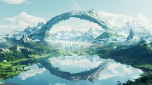 奇幻湖边风景