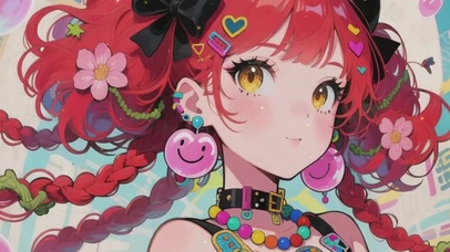 手绘涂鸦二次元女孩