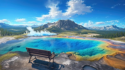 地质公园的彩色温泉池