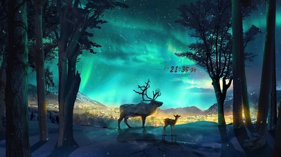 唯美夜晚流星林中鹿