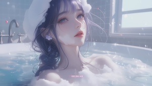 可爱浴缸女孩