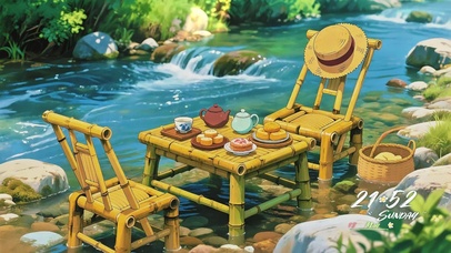 治愈系溪边野餐