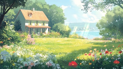 清新郊外别墅花海