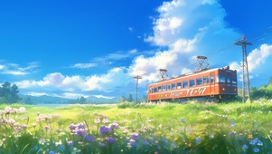 夏日花海电车