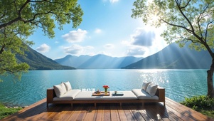明媚春光湖景