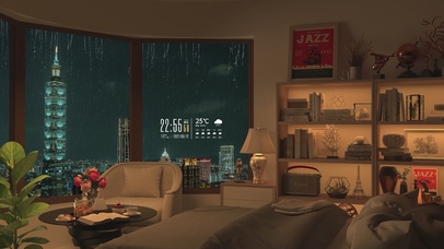 4K唯美治愈雨夜城市房间