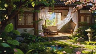 江南樱花庭院4K