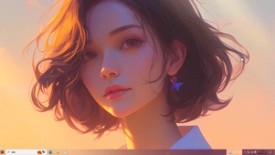 夕阳下的美女