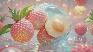 渐变半透明的荔枝