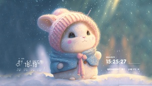 雪地粉色小兔兔