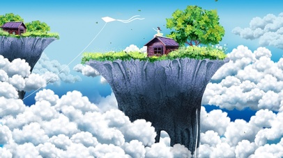 空中看风筝的女孩