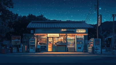 星空下的温暖便利店