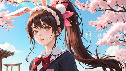 樱花兔耳少女(动漫动态壁纸) - 动态壁纸下载 - 元气壁纸