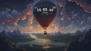 唯美夕阳热气球
