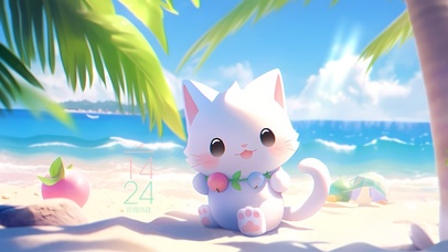 4k 阳光沙滩喵	