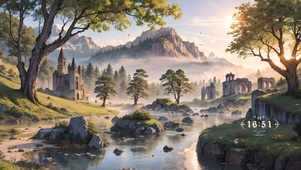 护眼 山林溪水