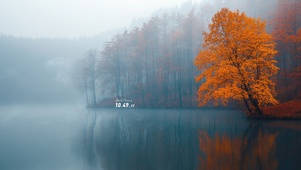 秋天静谧湖景