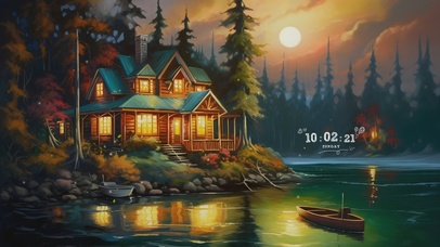 唯美治愈湖中小船