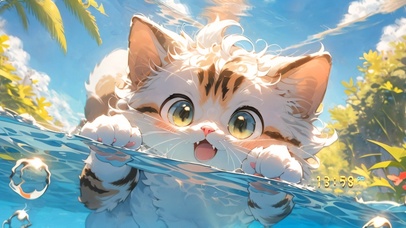 泳池可爱大眼猫