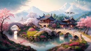 古楼樱花溪水