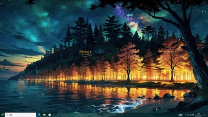 星夜树林主题壁纸