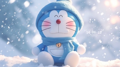 雪地上的机器猫