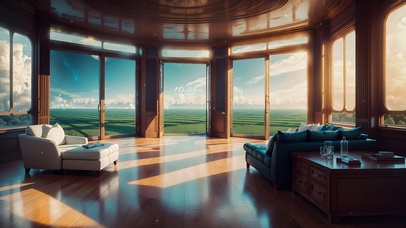 4K唯美治愈梦幻星空田野房间