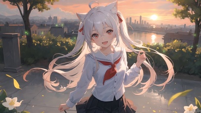 白发猫娘-晚风带去的是思念