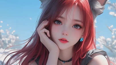 可爱红发狐耳少女