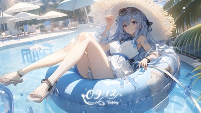 4K 夏日泳池少女