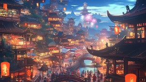 绚烂烟火里的热闹新年景象