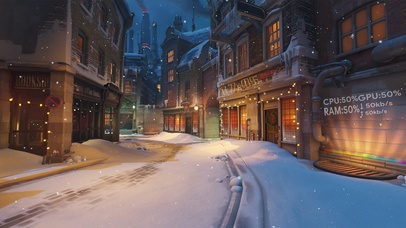 雪下的夜晚街道