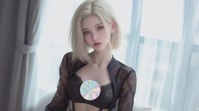 居家窗户边短发女孩