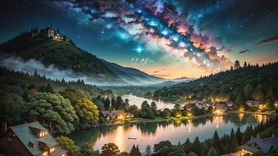 4K唯美治愈梦幻乡村山水夜景