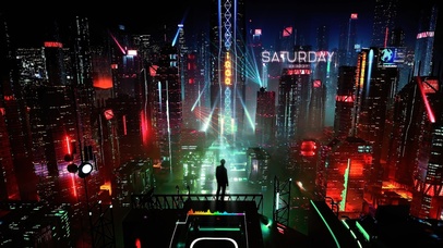 4k 炫酷赛博朋克霓虹灯光之城