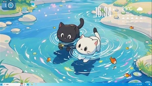 动态猫咪戏水