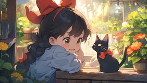 治愈系少女与猫	